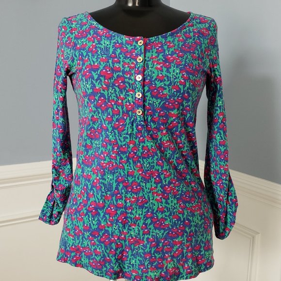 Lilly Pulitzer Floral Cotton Henley